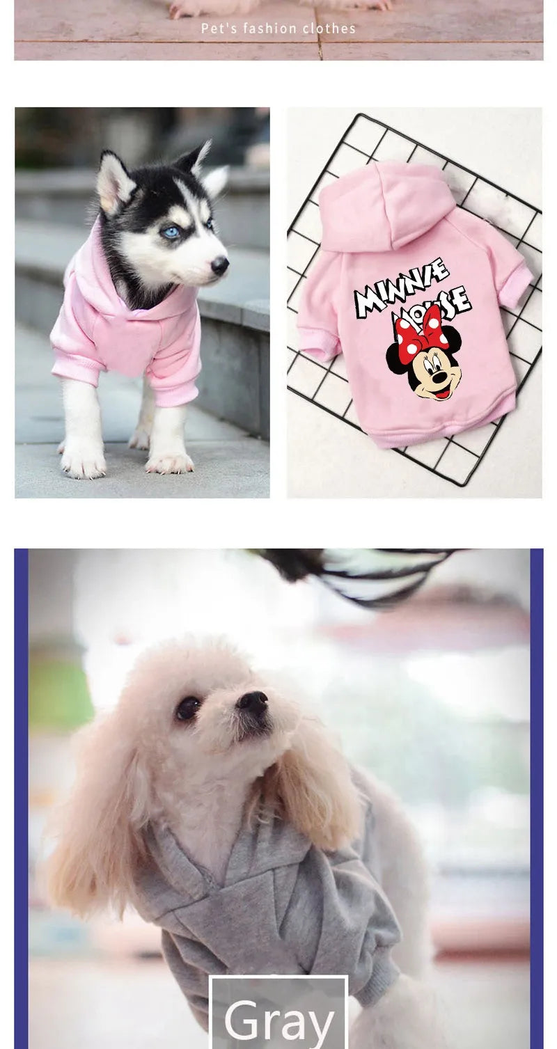 Disney Winter Pet Dog Clothes Cute Mickey Minnie dogs hoodies French Bulldog for Small Medium Dogs Sweatshirt Yorkshire perro