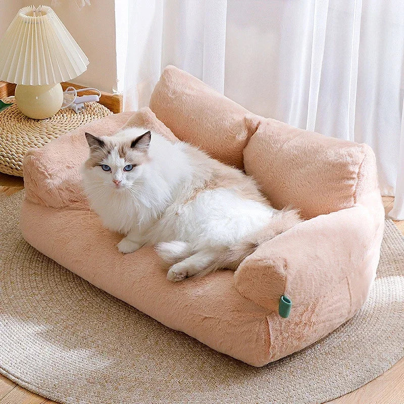 Winter Cat House Plush Dog Sofa Beds Washable Warm Pet Dog Nest Cat Beds Thicken Comfortable Cat Cushion Dog Sleep Cat Furniture