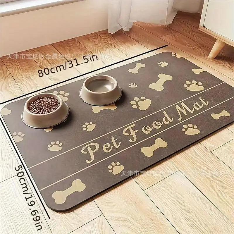 Pet Feeding Mat-Absorbent Pet Placemat for Food and Water Bowl, with Waterproof Rubber Backing, Quick Dry Water Mat for Dog Cat