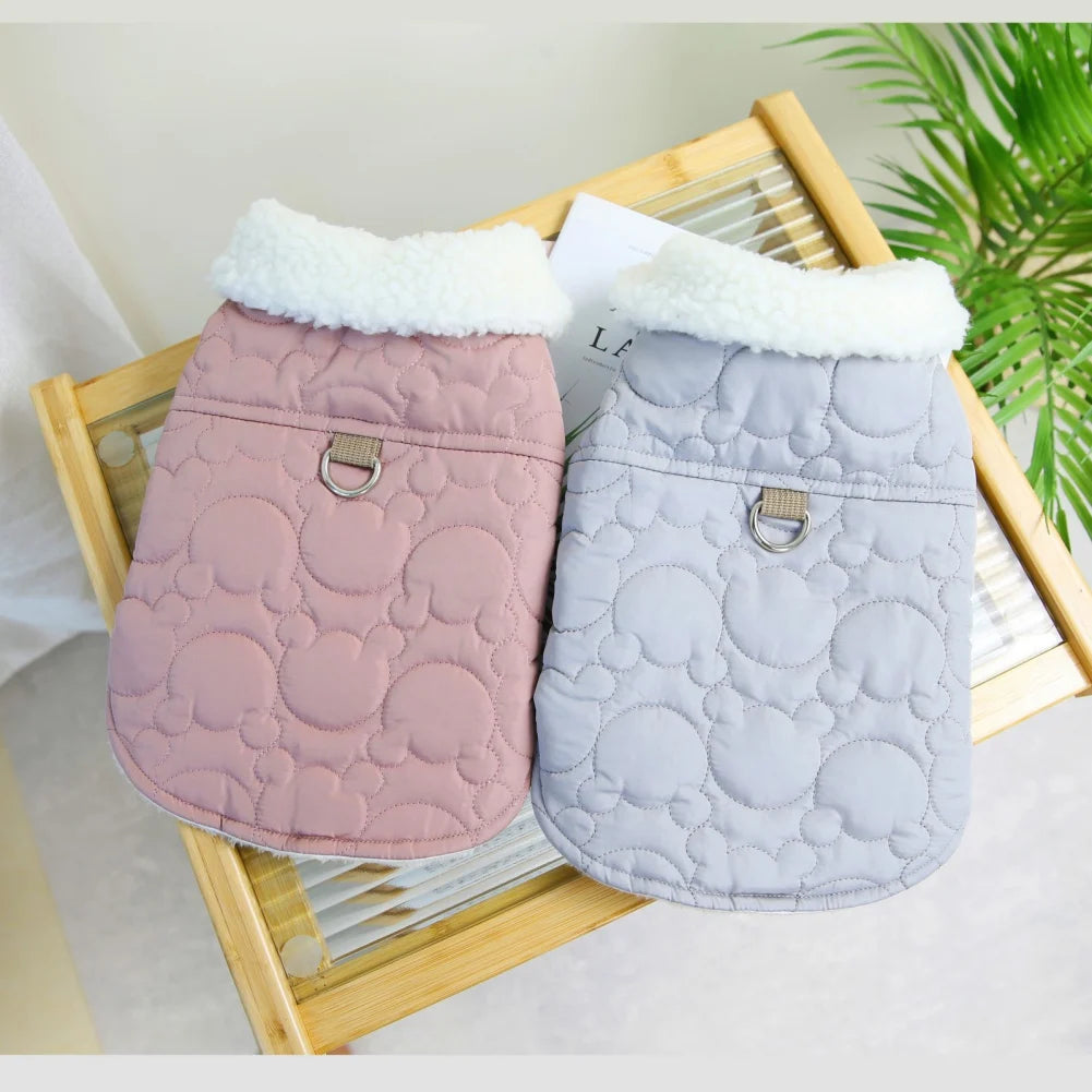 Winter Dog Coat with DRing Fleece Warm Puppy Vest Jacket Cold Weather Dog Clothes for Small Dogs Boy Girl Indoor Outdoor Wearing