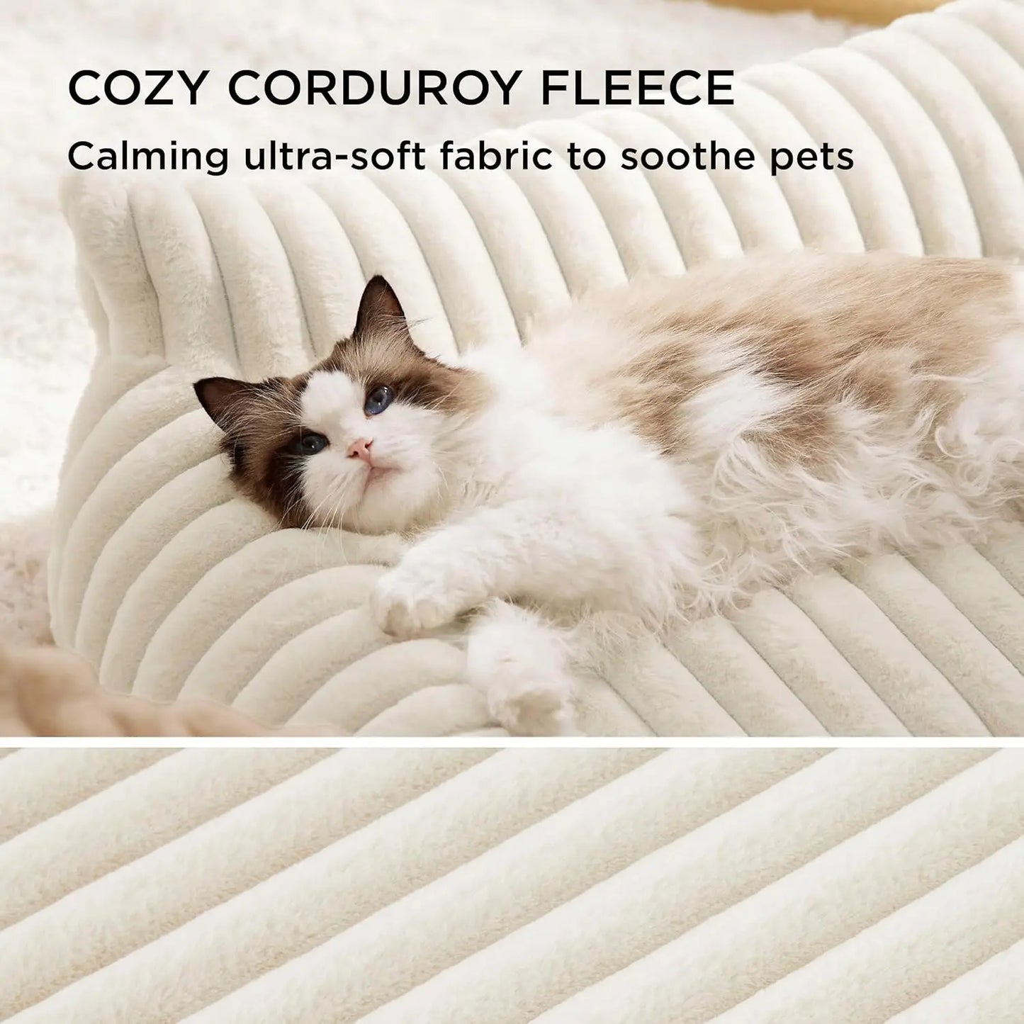 Bedsure Cute Cat Couch For Pets - Fluffy Cat Sofa With Premium Soft Corduroy Fleece Fuzzy Cat Couch Bed With Cover Supportive Ca