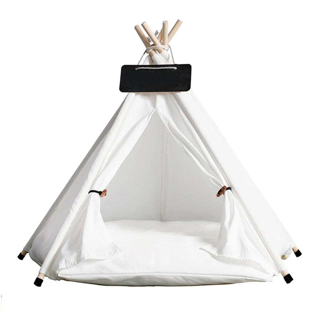 Tente pour animaux de compagnie, lit pour chien, portable, amovible, lavable, tipi, chiot, chat, intérieur et extérieur, niche avec coussin et tableau noir