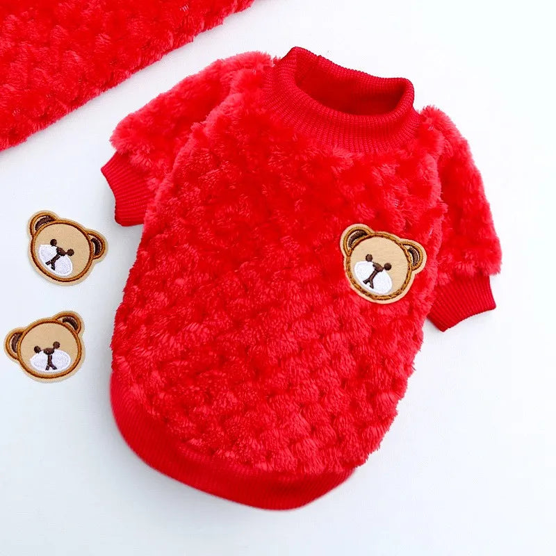 Winter Warm Dog Hoodies Pet Dog Clothes Soft Puppy Pullover Cute Bear Print Cat Sweatshirt Fashion Pet Hoodies Chihuahua Clothes