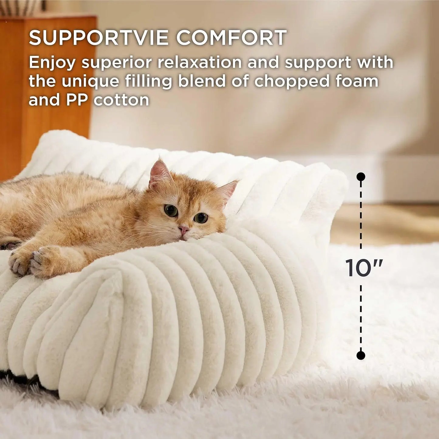 Bedsure Cute Cat Couch For Pets - Fluffy Cat Sofa With Premium Soft Corduroy Fleece Fuzzy Cat Couch Bed With Cover Supportive Ca