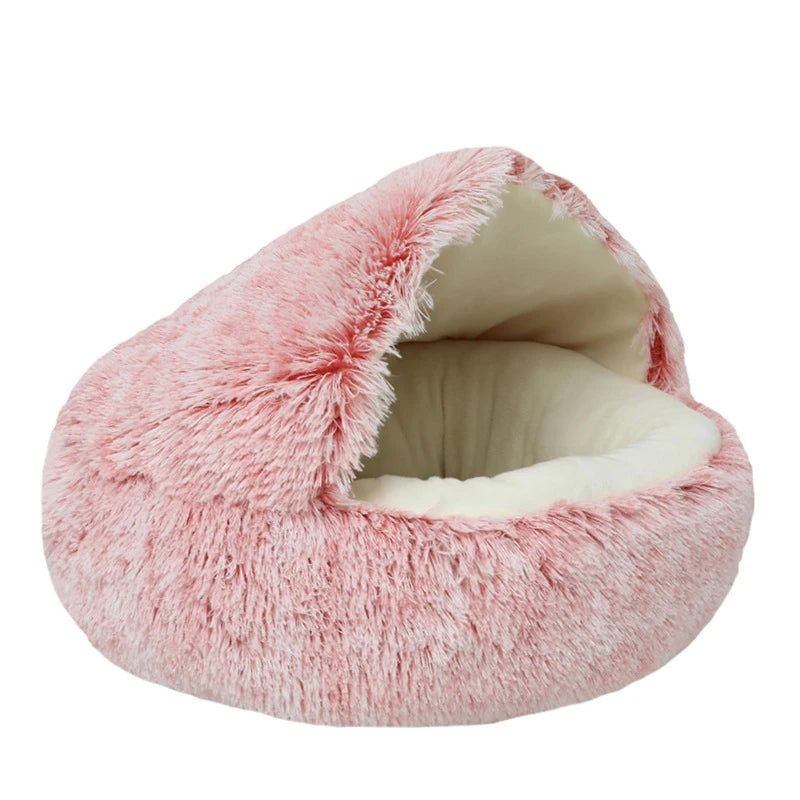 Soft Plush Pet Bed with Cover Round Cat Bed Pet Mattress Warm Cat Dog 2 in 1 Sleeping Nest for Small Dogs Winter Pet Stuff