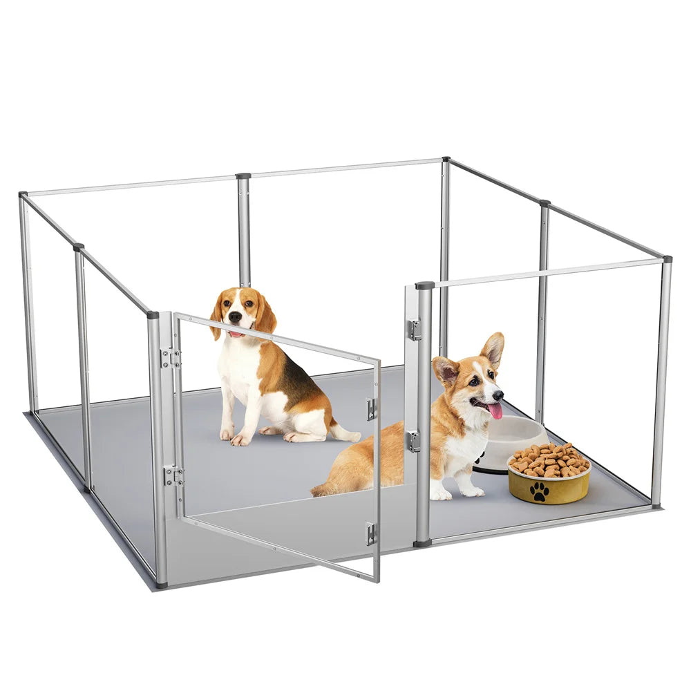 Extra Large Dog Playpen Acrylic Enclosure Pet Animal Bunny Ferrets Dog Fence Cage Pet Whelping Box with Waterproof Fertility Pad