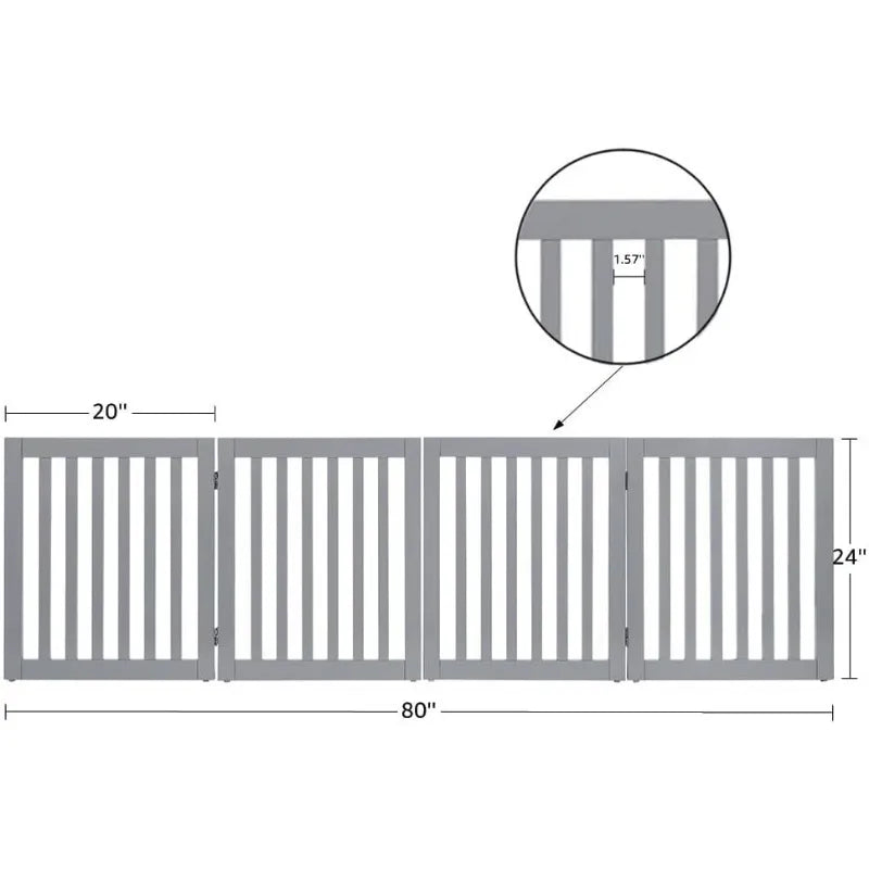 36”H Free Standing Pet Gate for Dog Cat Baby, Tall Wooden Dog Gates for Doorway, Stairs, Foldable Pet Fence for The House