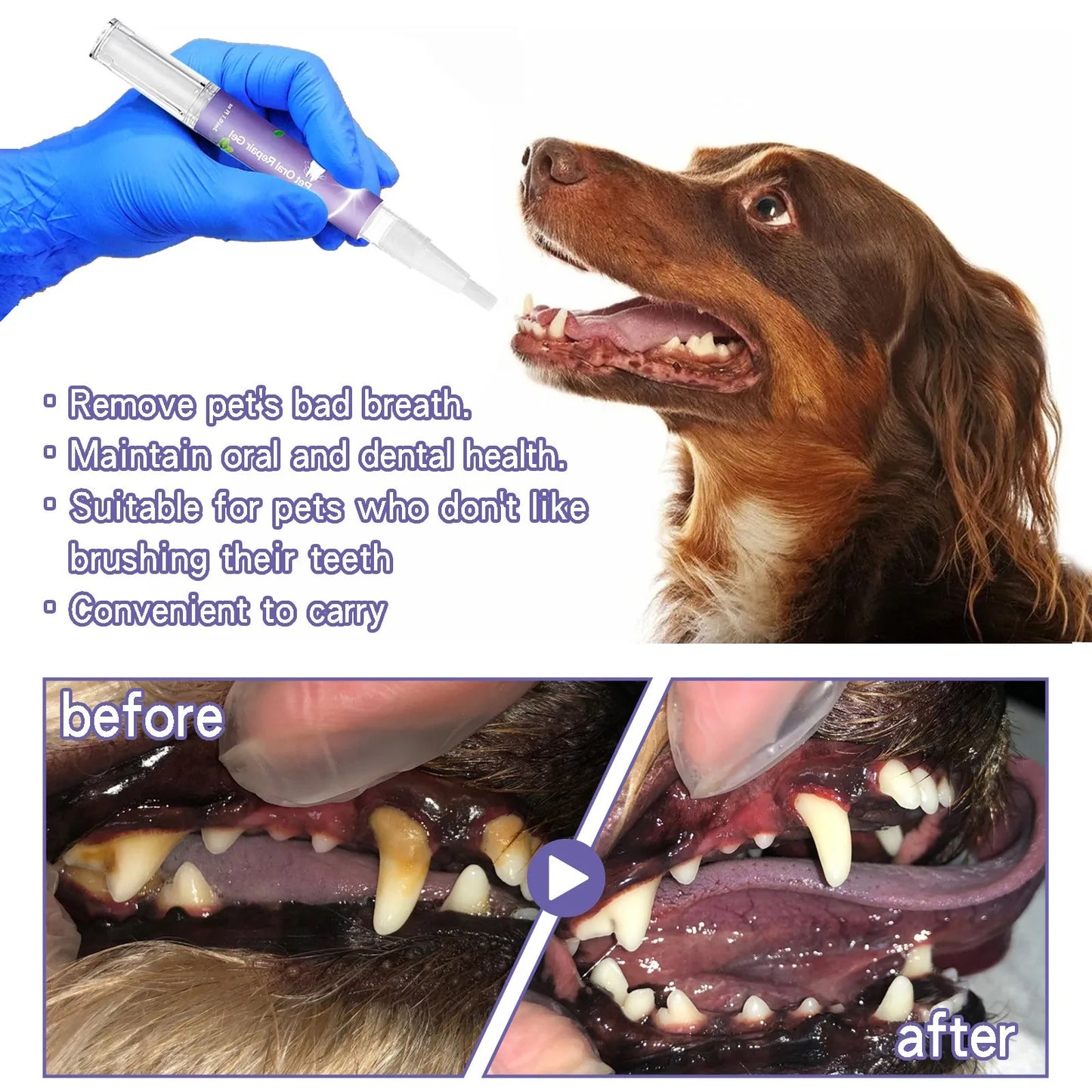 Pet Oral Care Gel Deep Teeth Cleaning For Dogs & Cats Odor & Stain Remover 3ml Dog Harness High Quality Fast Shipping