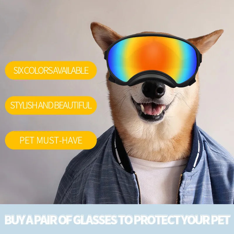 Gafas para perros y mascotas, gafas de sol deportivas de moda para exteriores para perros, correa ajustable para viajes, esquí y gafas antivaho para mascotas