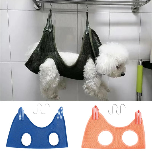 Mesh Breathable Dog Grooming Hammock for Small Medium Dogs Cats Suspension Type Pet Restraint Bag Cleaning Medical Accessories