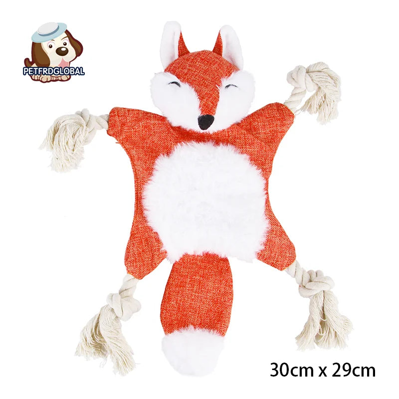 Funny Soft Plush Rope  Cute Squeaky Sound Toys Fox Squirrel Grizzly Bear Chew Dog Toy Accessories Supplies Cotton Knot Vocal Toy