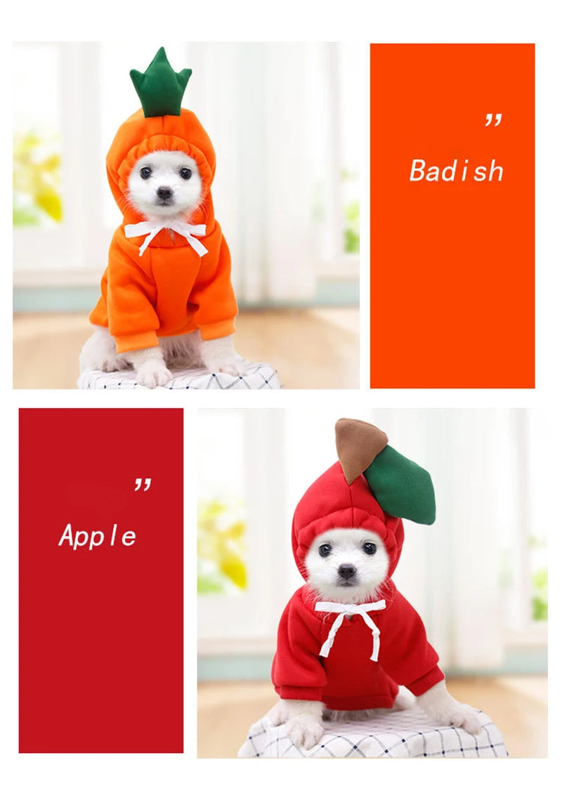 Cute Fruit Dog Clothes Reindeer Small Dogs Hoodies Warm Pet Clothing Puppy Cat Costume Coat Chihuahua Mouse Cheese Jacket Suit