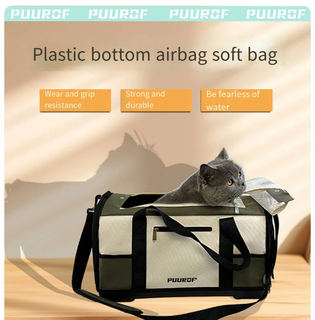 PUUROF Cat bag Going out portable warm dog bag Cat bag Shoulder carrier Cat car pet suitcase Pet backpack