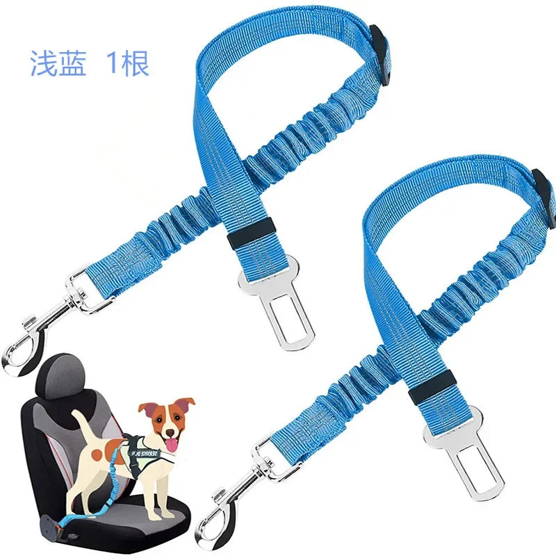 Pet Dog Car Seat Belt Retractable Buffer Elastic Reflective Safety Traction Rope Dog Leash Harness Dogs Dog Accessories Supplies