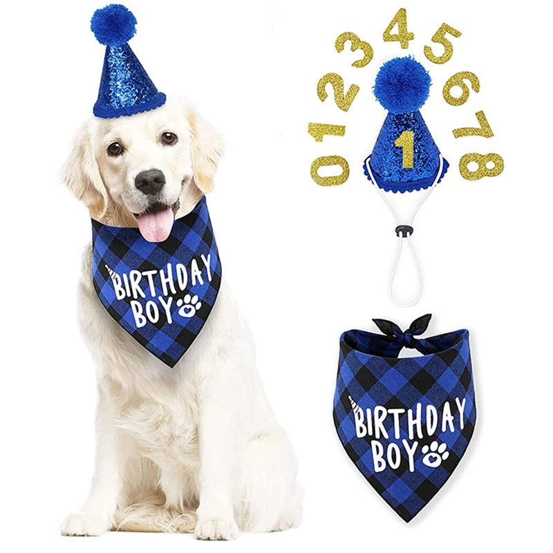 NEW Pet Birthday Party Hat Cats Dog Birthday Hat Dog Birthday Triangle Scarf Cat Accessories Party Wear Decoration Pet Product