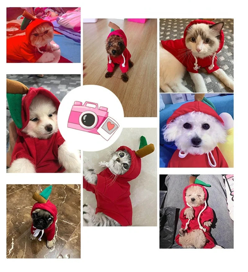 Cute Fruit Dog Clothes Reindeer Small Dogs Hoodies Warm Pet Clothing Puppy Cat Costume Coat Chihuahua Mouse Cheese Jacket Suit