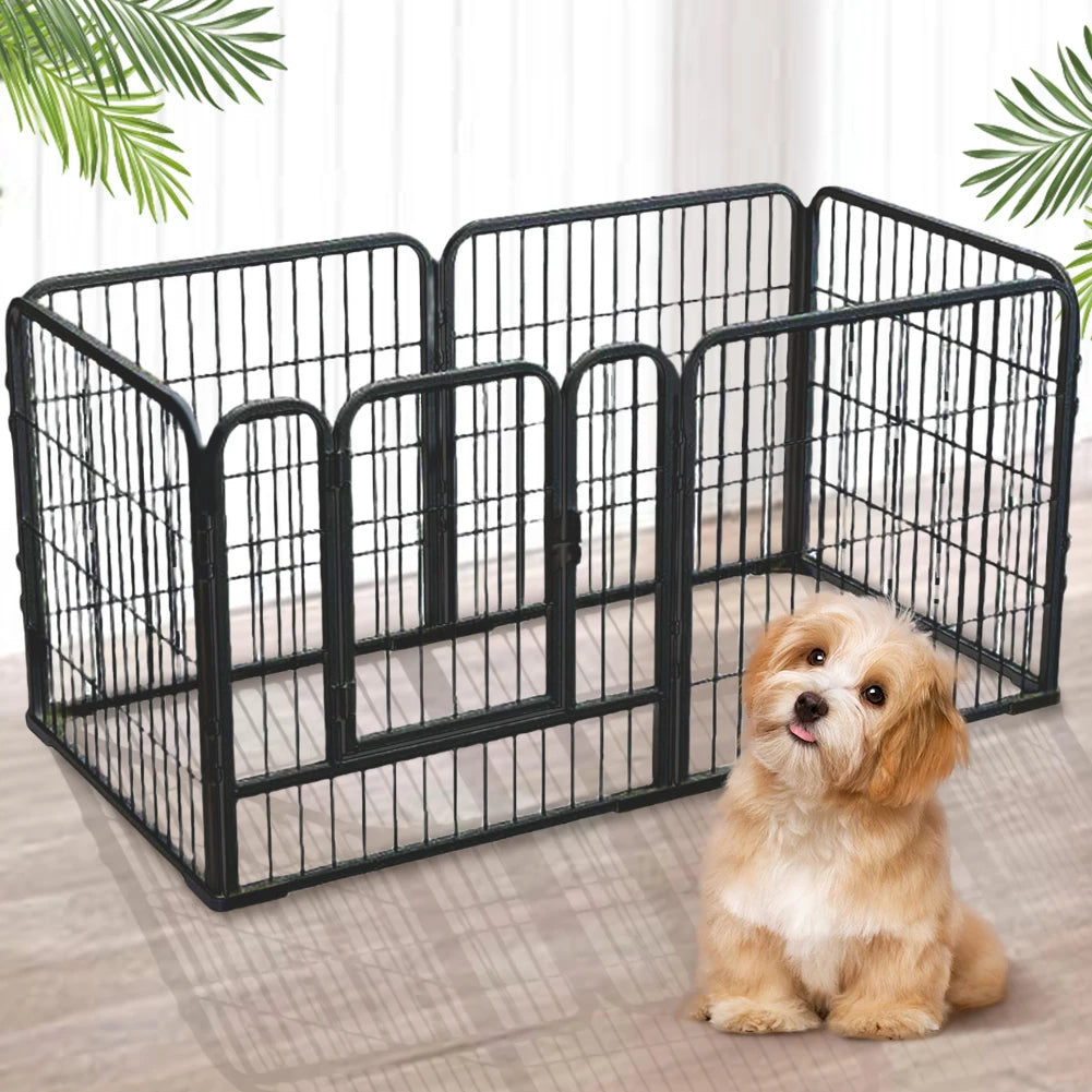 6 Panels Exercise Puppy Kennel Cage Foldable Heavy Duty Dog Cage Heavy Duty Dog Exercise Fence for Dog Cat Rabbit Pet Exercise