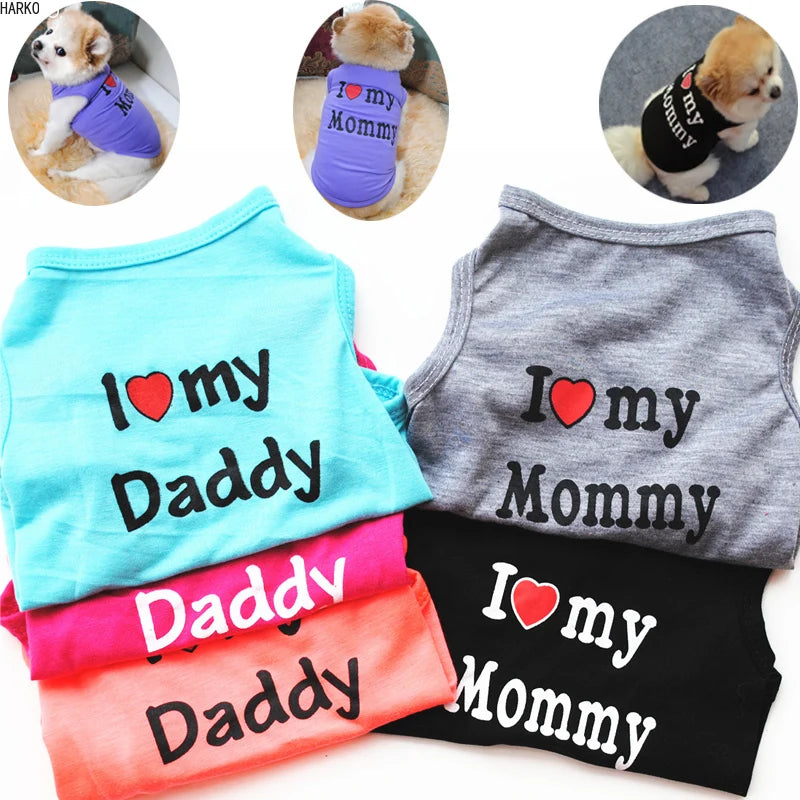 T-shirt d'été imprimé mignon pour animaux de compagnie, vêtements pour chiots, chiens, chats, gilet en coton, vêtements pour carlins, costumes pour chiens, vêtements pour petits chiens