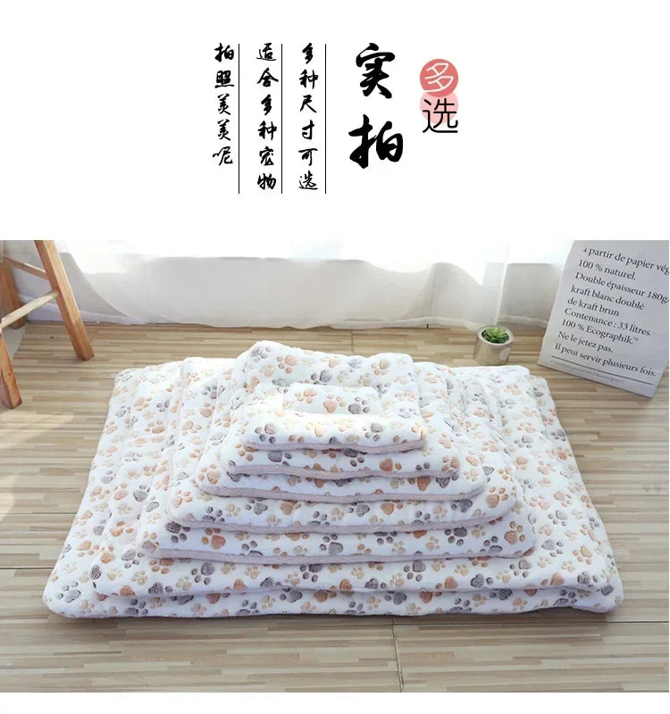 Soft Thickened Plush Pet Bed House Cats Dog Mat Winter Warm Square Sleeping Dogs Puppy Nest  Cushion Portable For Pet Cats Bed