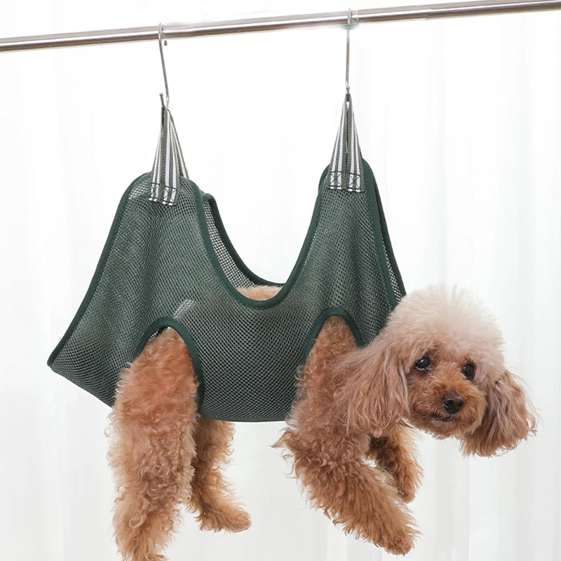 Mesh Breathable Dog Grooming Hammock for Small Medium Dogs Cats Suspension Type Pet Restraint Bag Cleaning Medical Accessories