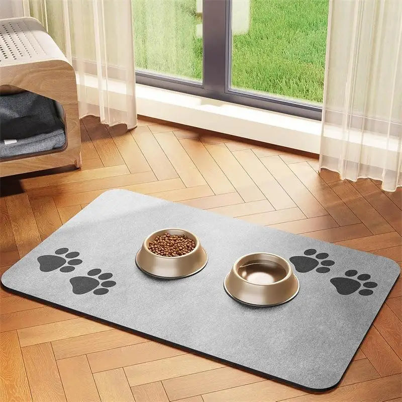 Pet Feeding Mat-Absorbent Pet Placemat for Food and Water Bowl, with Waterproof Rubber Backing, Quick Dry Water Mat for Dog Cat