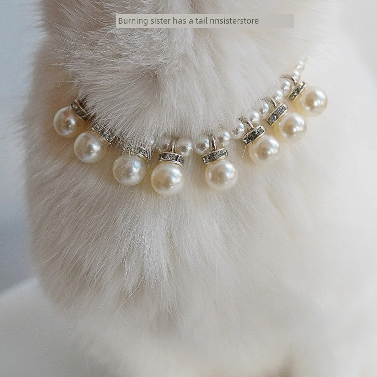 Pearl Necklace French Retro Pet Dog Cat