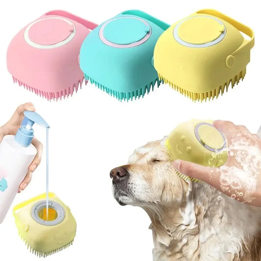 Puppy Dog Bath Accessories Pet Dog Bath Shampoo Brush Cat Grooming Massage Comb Scrubber For Bathing Short Hair Soft Silicone