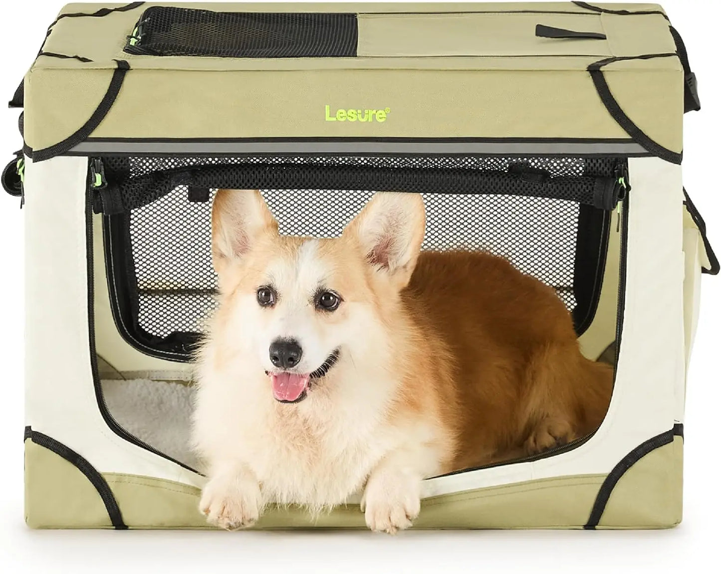 Lesure Soft Collapsible Dog Crate - 26 Inch Portable Travel Dog Crate for Small Dogs Indoor & Outdoor, 4-Door Foldable Pet Kenne