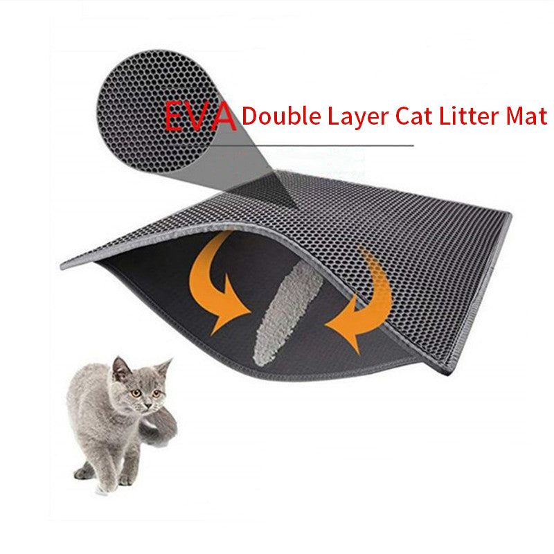 Almohadilla de arena para gatos de EVA de doble capa, impermeable, antideslizante, con filtro para cuenco de arena, colchón lavable para perros y gatitos, alfombrilla para el suelo, suministros de limpieza para mascotas