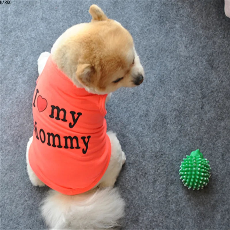 T-shirt d'été imprimé mignon pour animaux de compagnie, vêtements pour chiots, chiens, chats, gilet en coton, vêtements pour carlins, costumes pour chiens, vêtements pour petits chiens