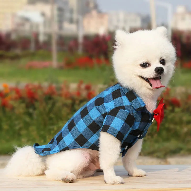 T-shirts classiques pour chiens avec nœud papillon et carreaux - Vêtements d'été fins et respirants pour petits et grands chiens - Chihuahua, chiot, chat - Gilet pour yorkshire