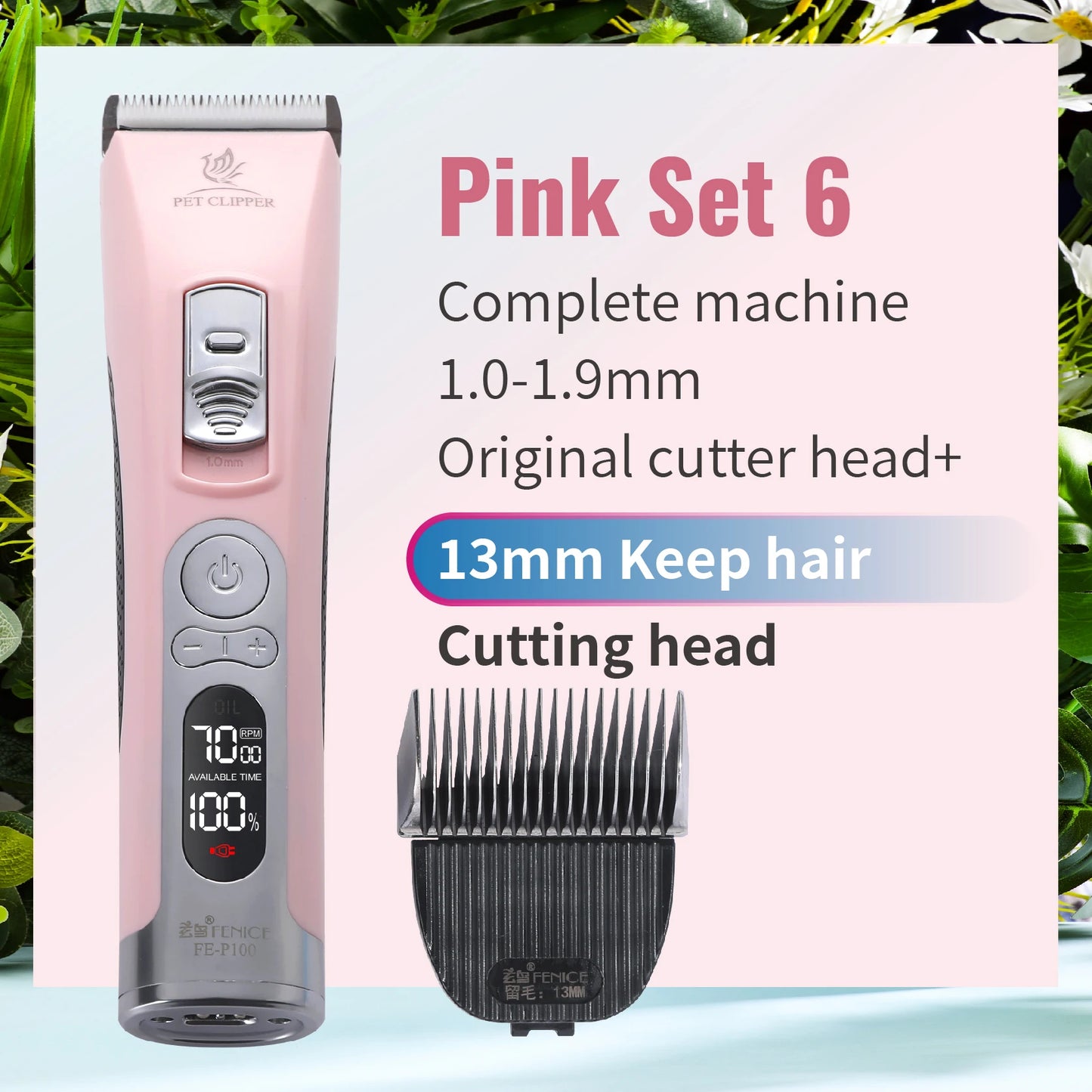 Fenice Clipper Dogs Professional LCD Screen Pet Cat Clippers Electrical Grooming Trimmer and Blade Rechargeable Haircut Machine