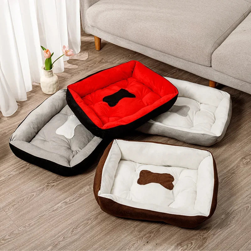 1PC Cat Bed for Dog/Cat Pet Soft Square Dog Bed Plush Puppy Sofa Mat Pet Nest Kennel for Small Medium Dogs Sofa with Blanket