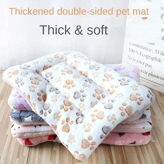 Soft Thickened Plush Pet Bed House Cats Dog Mat Winter Warm Square Sleeping Dogs Puppy Nest  Cushion Portable For Pet Cats Bed