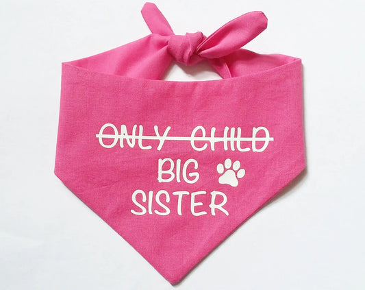 Only child big sister Dog Bandana Pregnancy Announcement Photos Shower Gift Gender Reveal Black White Scarf For Pet New Baby