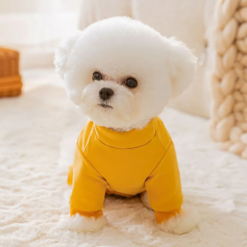 Pet all-inclusive Down Jacket Simple Teddy Bichon Cotton Coat Winter Small Dog Warm Clothes Solid Colour Four-legged Dog Clothes