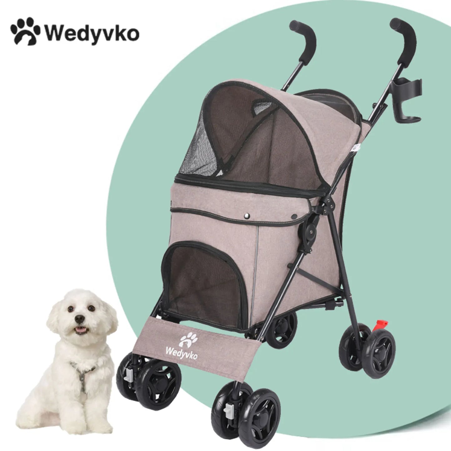 Outdoor Puppy Stroller Cat Dog Travel Breathable Pet Stroller Lightweight Folding Universal Wheels Small Medium Pet Stroller