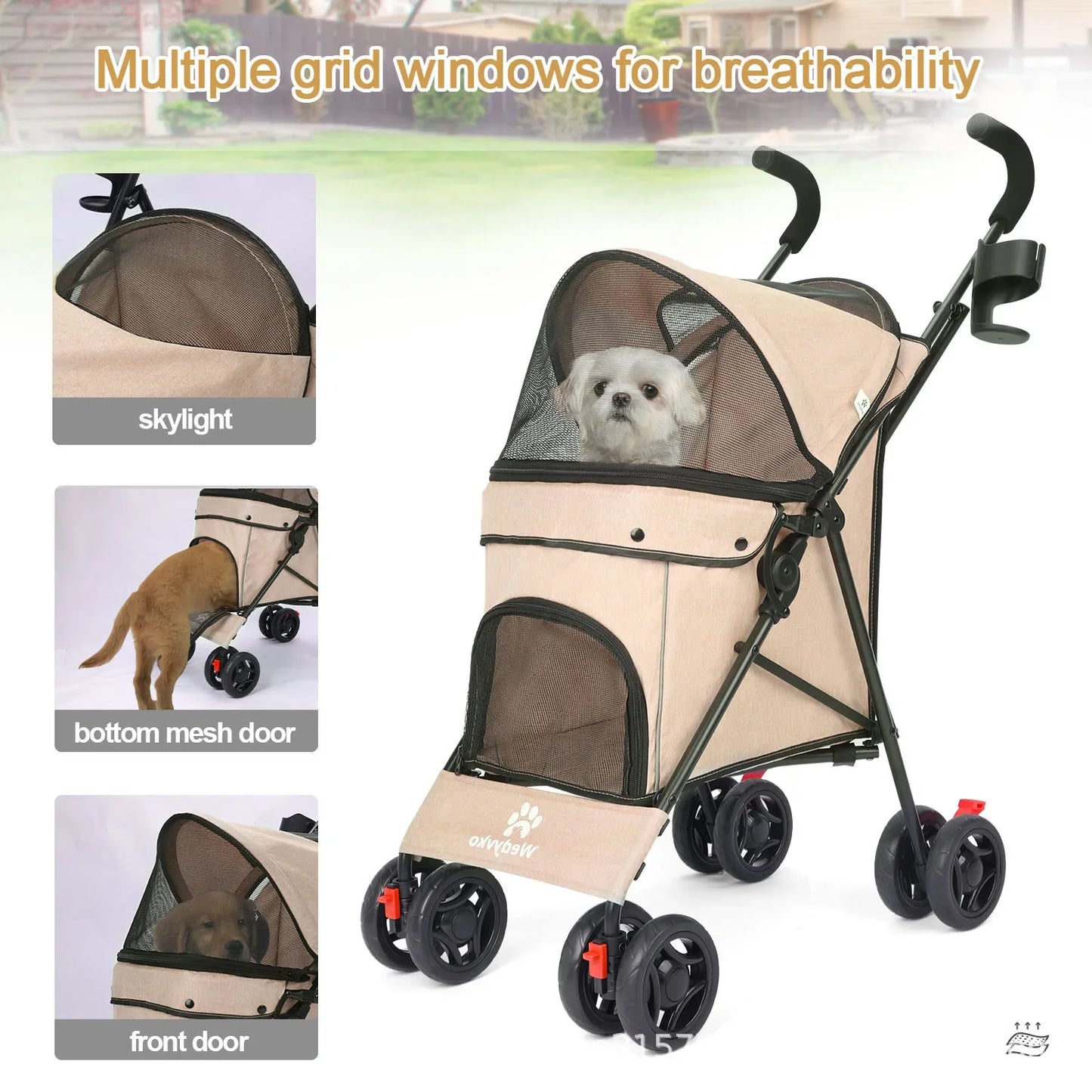 Pet Cart Dog Cat Teddy Go Out Small and Medium Portable Multi-function Folding Travel Cart