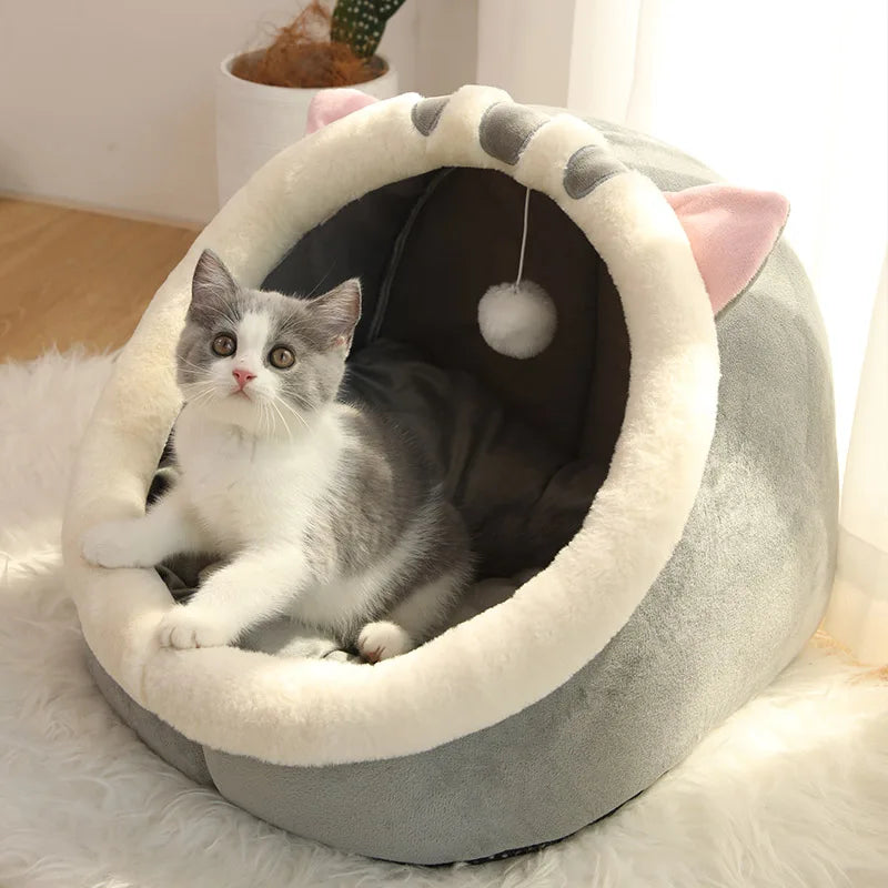 Tienda de campaña para mascotas, cueva para gatos, perros pequeños, tienda de campaña para gatos con calentamiento automático, caseta para gatos, cómoda cama para dormir para mascotas, plegable, extraíble y lavable