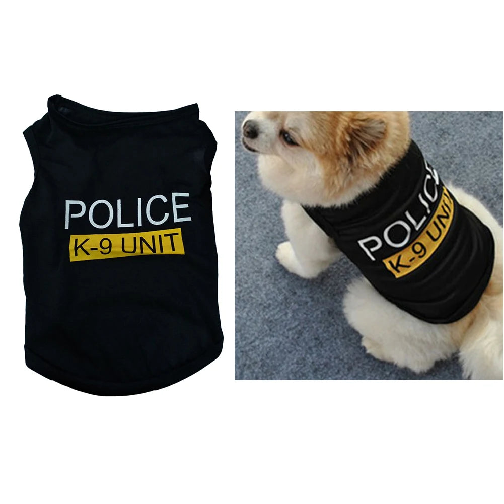 Dog Vest Polices Suit Cosplay Dog Clothes Soft Dog T-Shirt Summer Breathable Vest For Chihuahua, Pomeranian, Pugs, Maltese