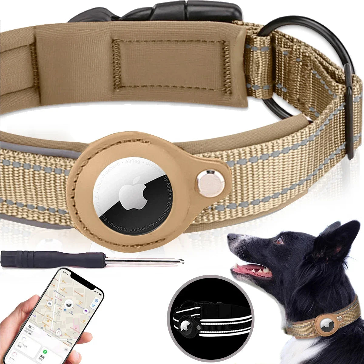 New For Apple Airtag Pet Dog Collar Anti-Lost Reflective Protective Tracker WaterProof For Pet Dog Cat Dog Positioning Collar