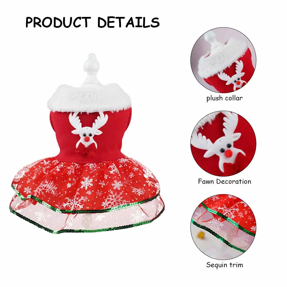 Pet Christmas Dress Costume Comfortable Santa Claus Pet Dress Easy To Clean Cat Dog Dresses Apparel Christmas Dress Up Supplies