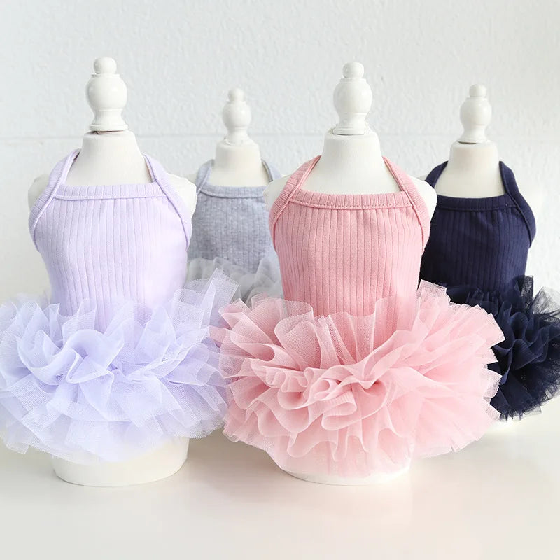 Puppy Clothes 2024 Pet Vest Jumper Dresses With Ballet Flullet Skirt Summer Spring Dog Fancy Apparel 4 Color XS XL Girl Princess