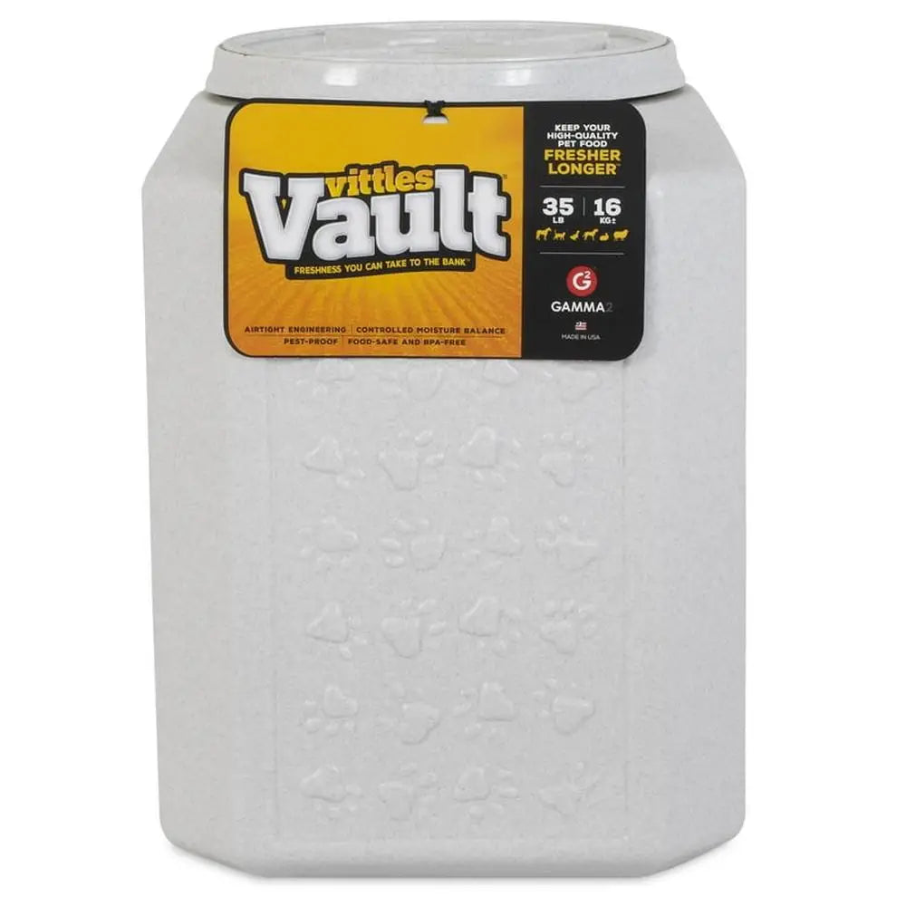 Vittles Vault Outback Pawprint Food Storage Container Airtight & Waterproof 35lb Capacity Dog Cat Rabbit Horse Bird Heavy Duty