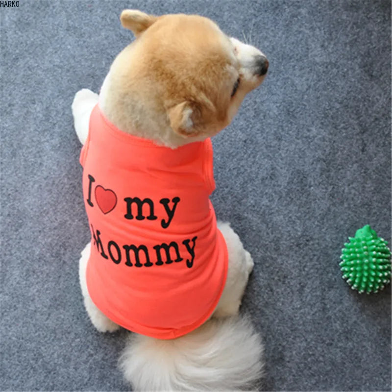 T-shirt d'été imprimé mignon pour animaux de compagnie, vêtements pour chiots, chiens, chats, gilet en coton, vêtements pour carlins, costumes pour chiens, vêtements pour petits chiens