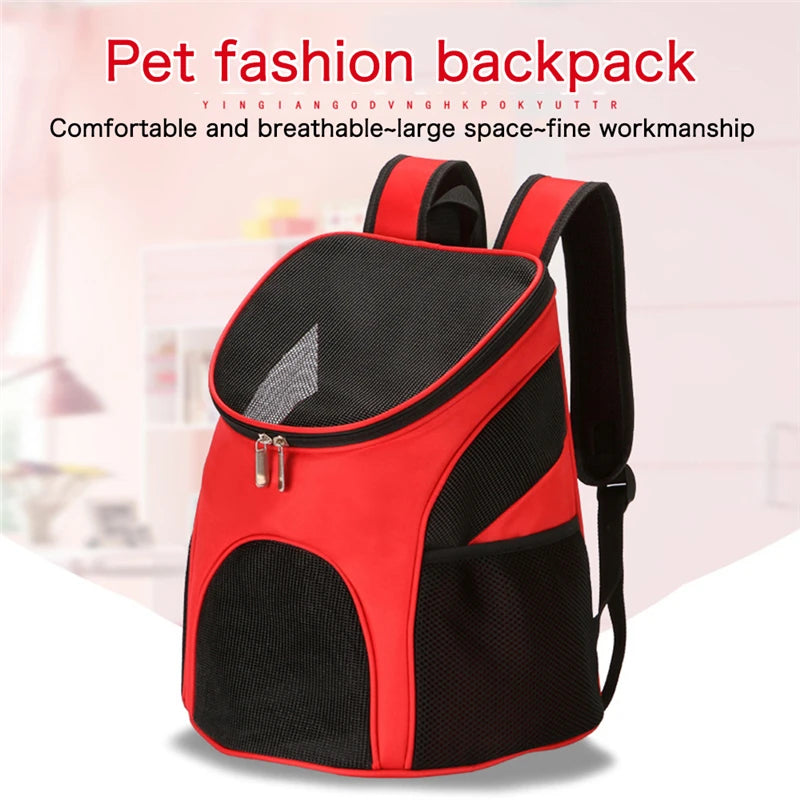 Portable Foldable Pet Mesh Carrier Dog Backpack Breathable Bag Dog Cat Large Capacity Outdoor Travel Carrier Double Shoulder Bag