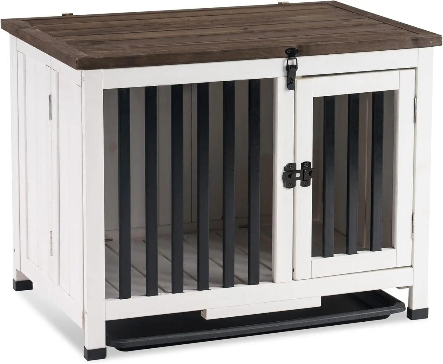 Wooden Dog Crate Furniture, Dog Kennel Pet House End Table, Solid Wood Portable Foldable Indoor Cage for Dogs,