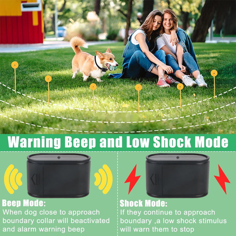 Electric Dog Fence Waterproof Pet Accessories Electronic Pet Fence System Containment Dog Training Collar Sound Shocked Collar