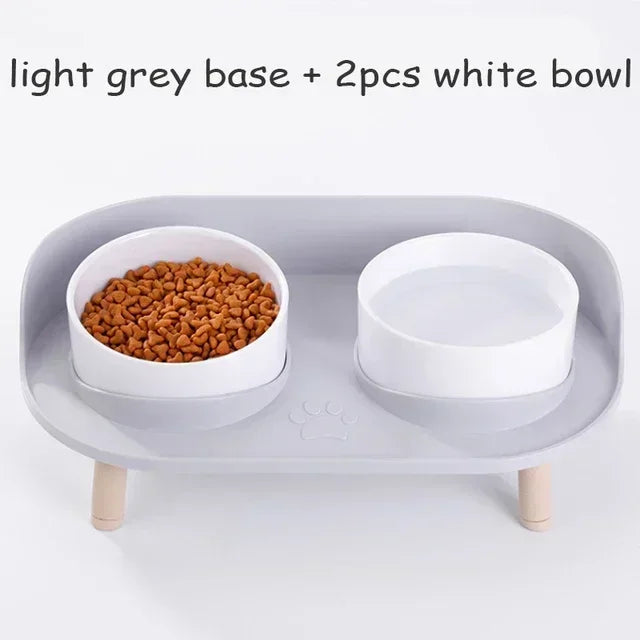 Cat Double Bowls Feeder Adjustable Height Pet Cats Drinker Water Bowl Elevated Feeding Kitten Supplies Pet Food Bowl Feeders