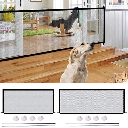 Pet Dog Gate Network Fence Baby Safety Gate Breathable Mesh Enclosure Indoor Retractable Gate Pet Separation Isolated Guard